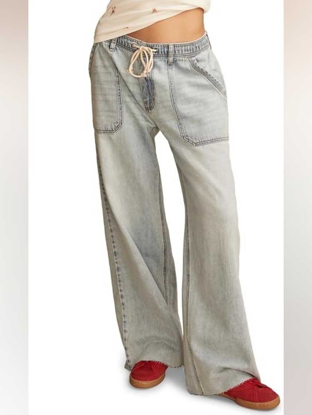 Lucky Brand Light Wash Wide-Leg Drawstring Jeans